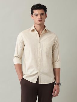 AD By Arvind - Solid Slim Fit Twill Shirt Yellow