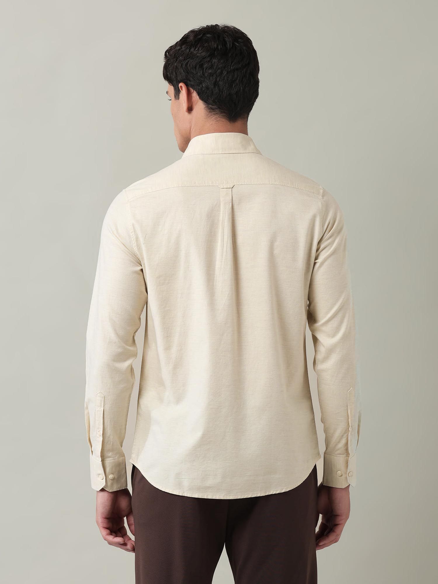 Solid Slim Fit Twill Shirt Yellow