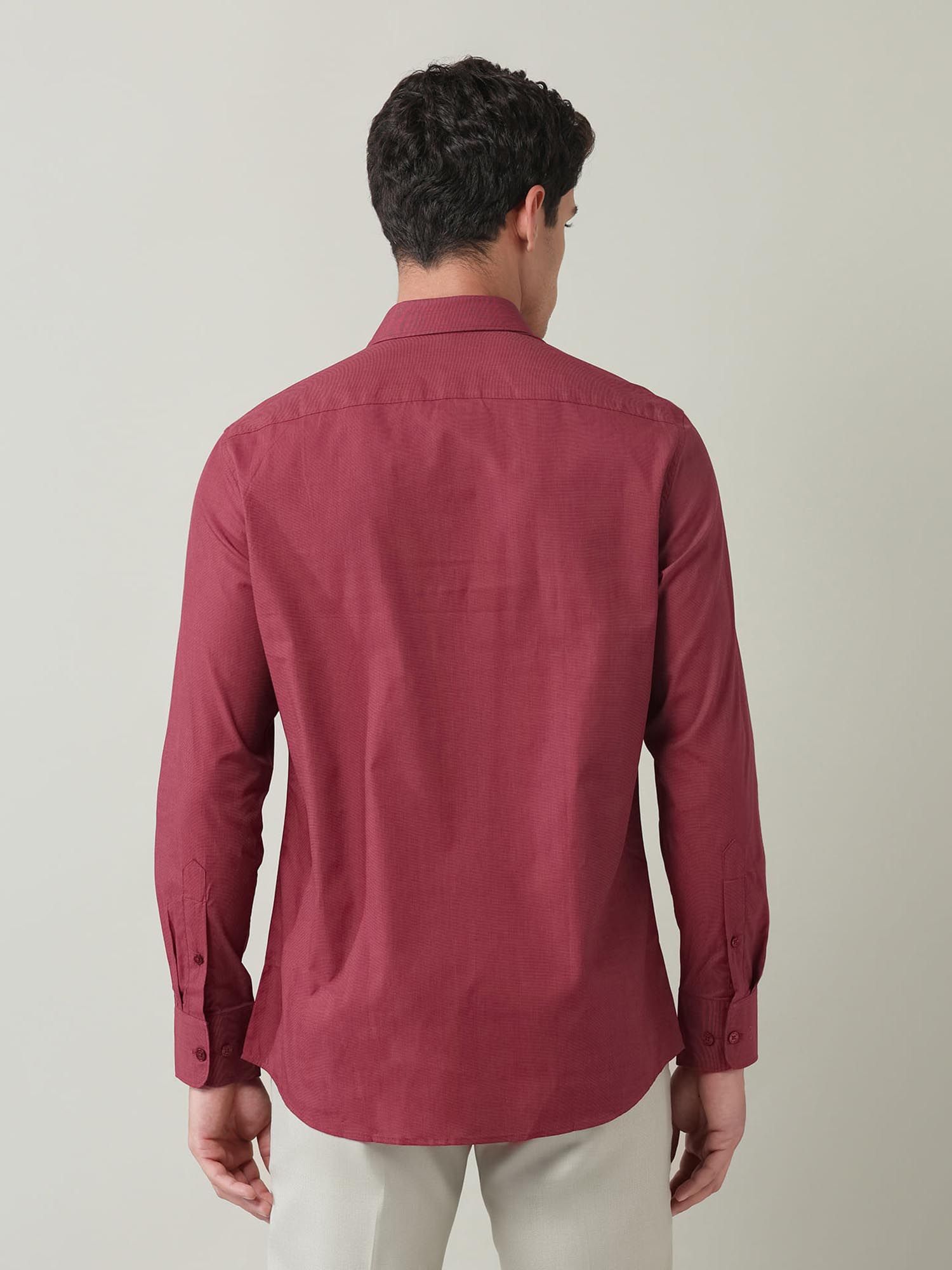 Solid Regular Fit Shirt Maroon