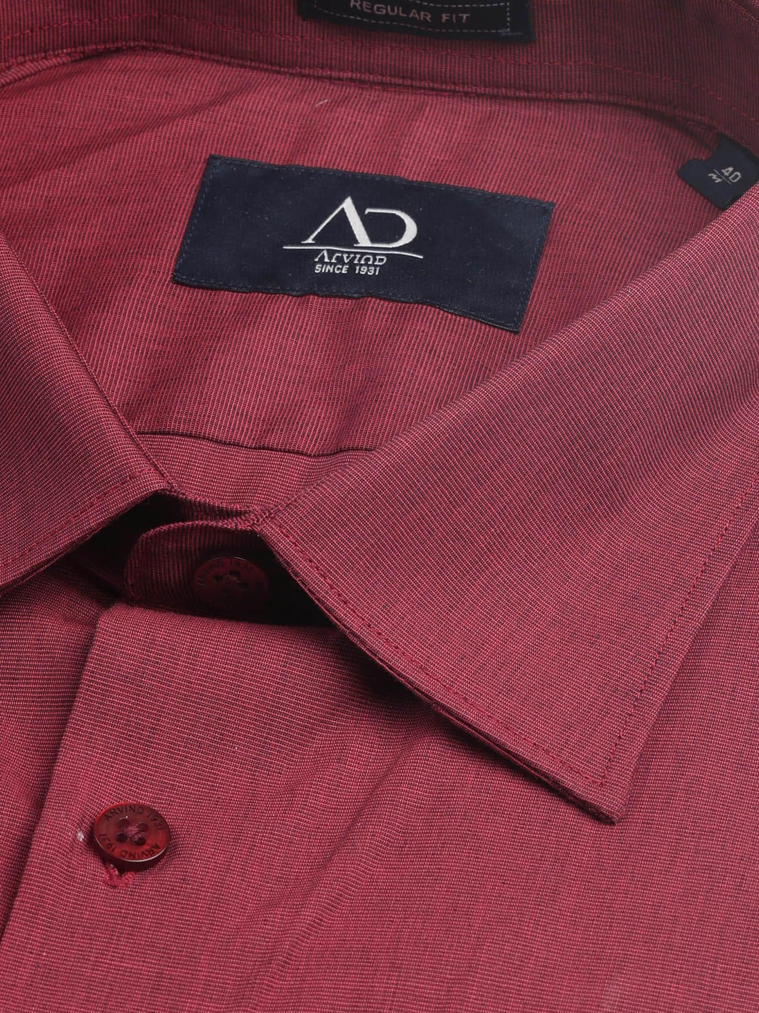 Solid Regular Fit Shirt Maroon