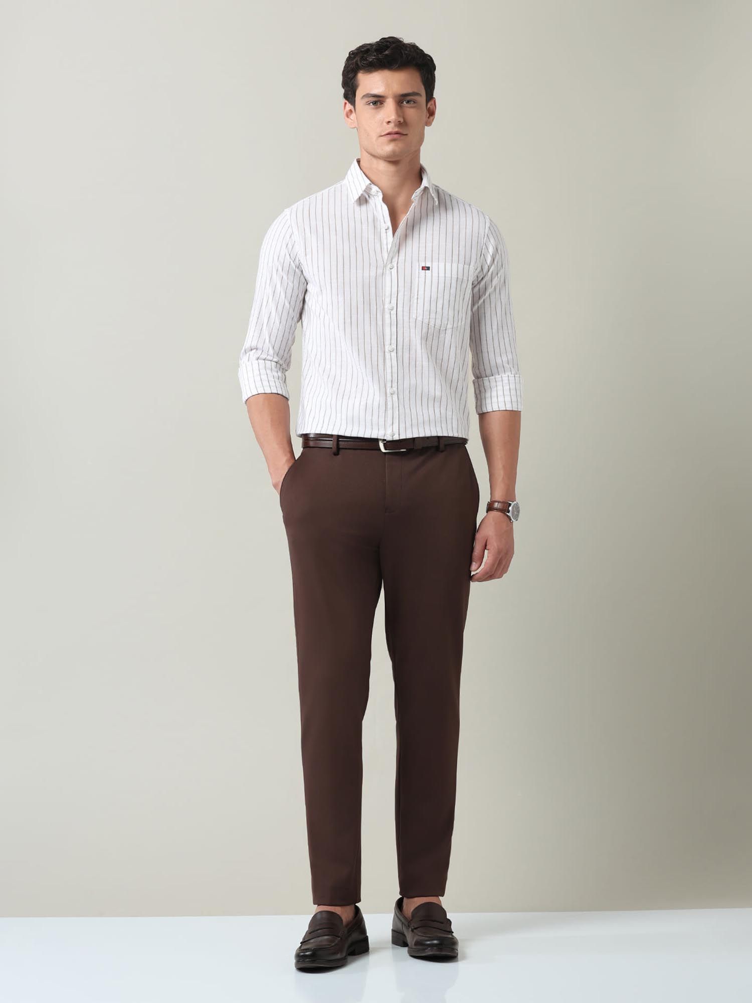 Vertical Striped Slim Fit Shirt White