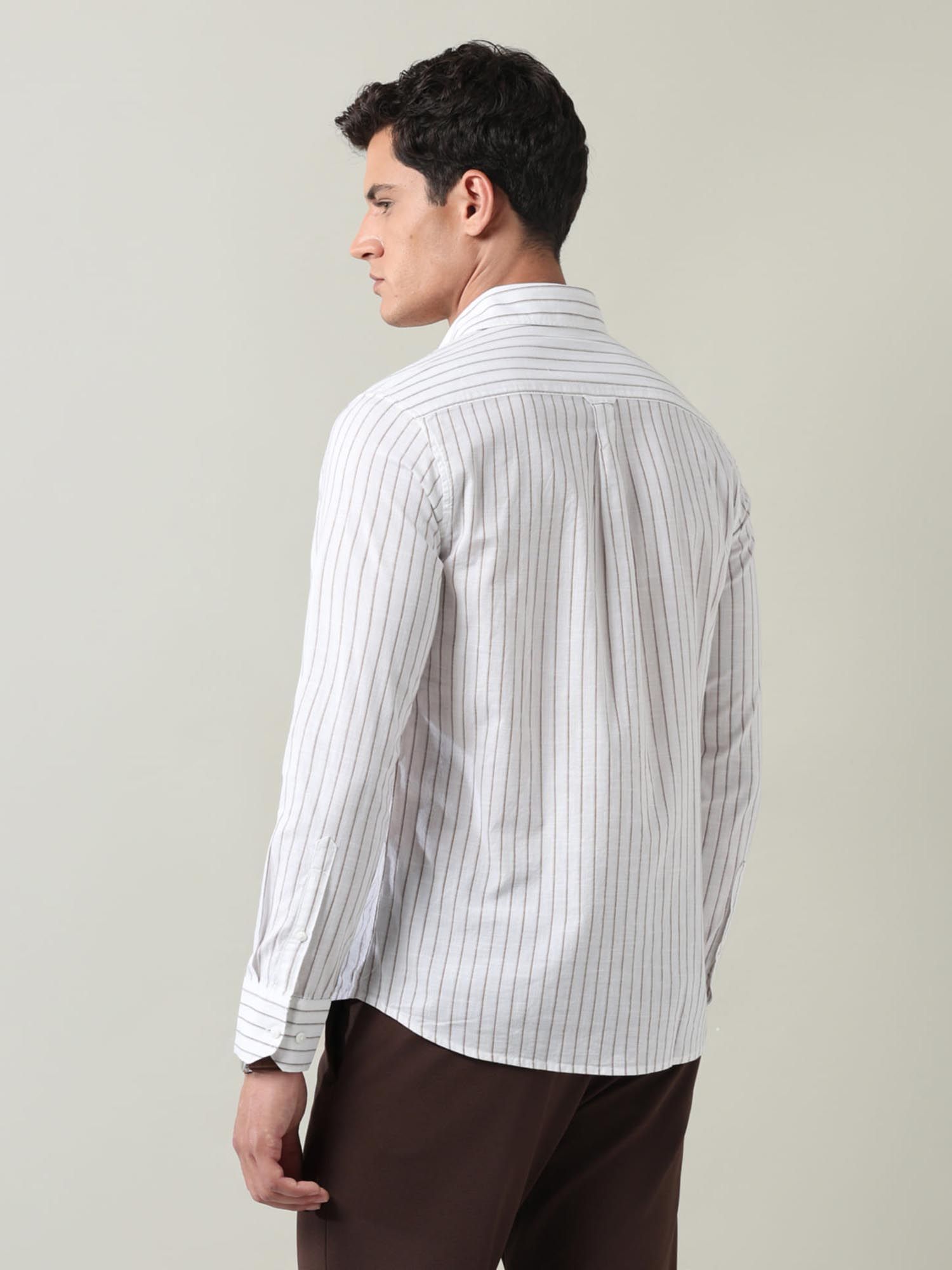 Vertical Striped Slim Fit Shirt White