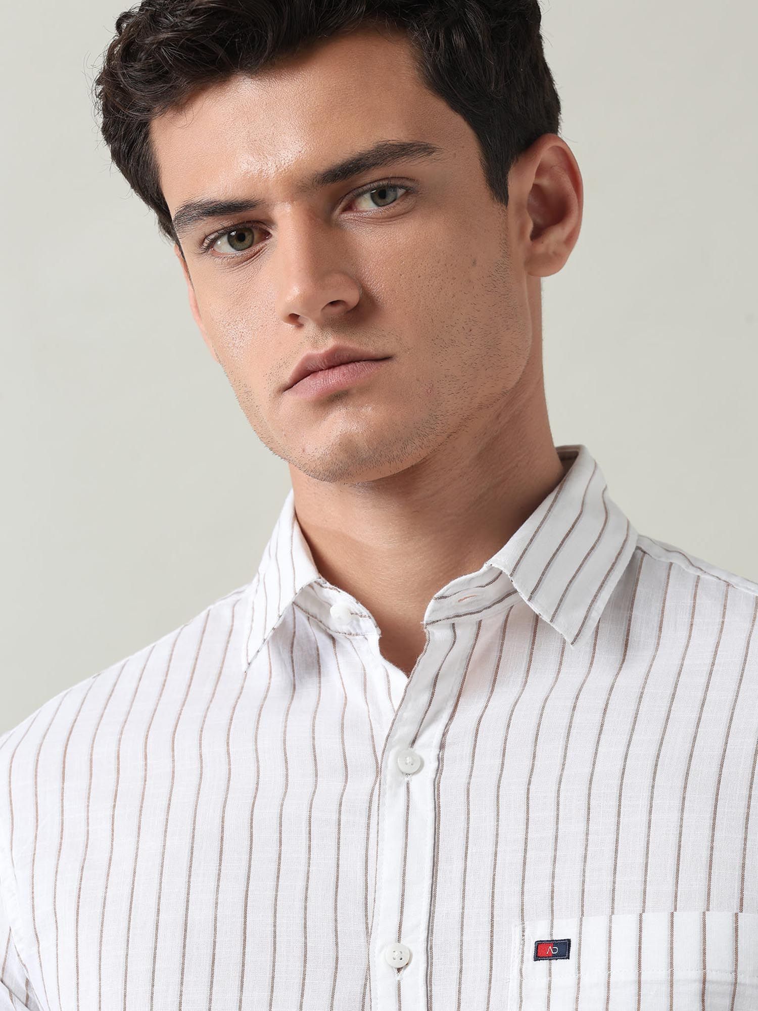 Vertical Striped Slim Fit Shirt White