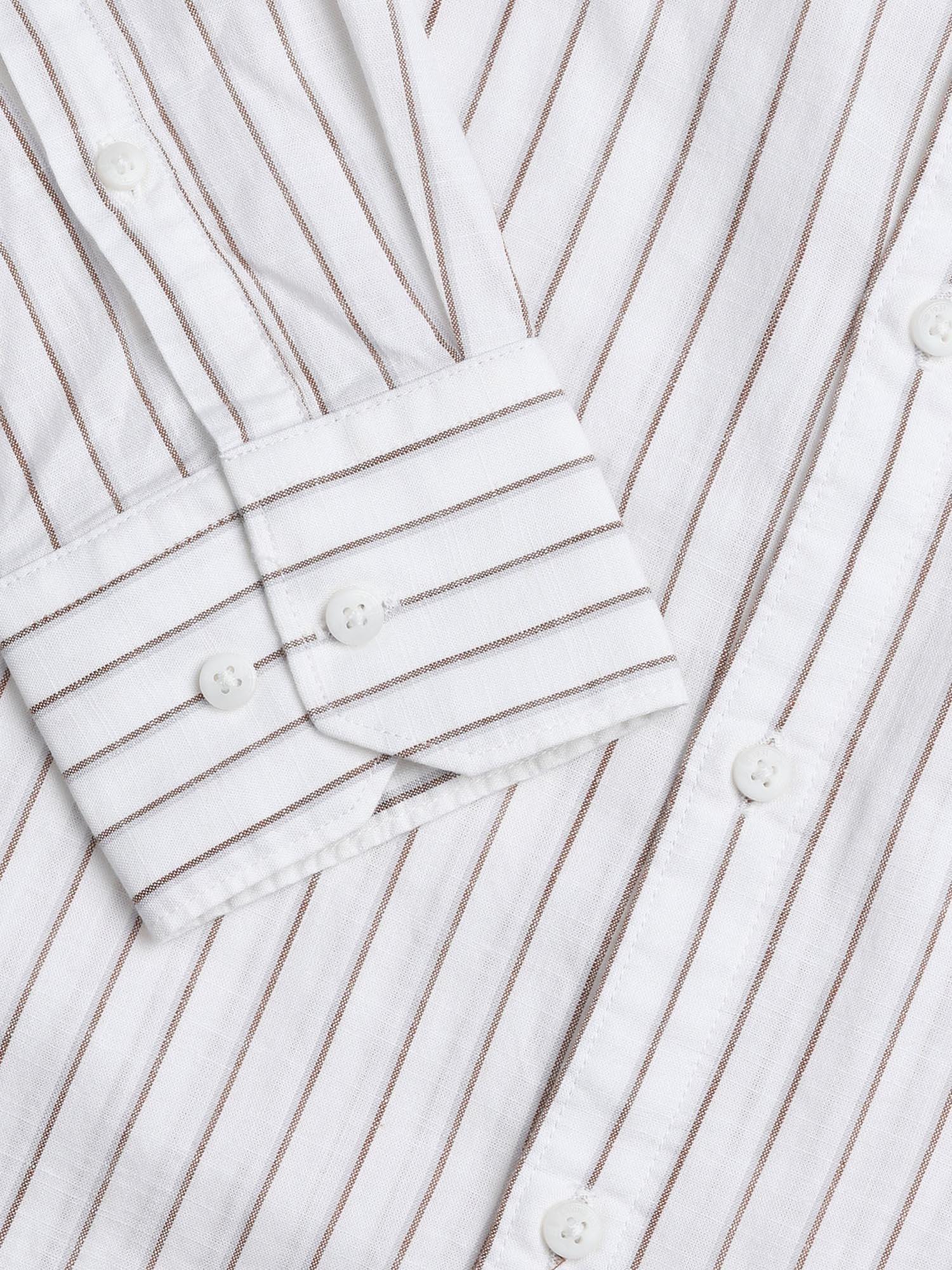 Vertical Striped Slim Fit Shirt White