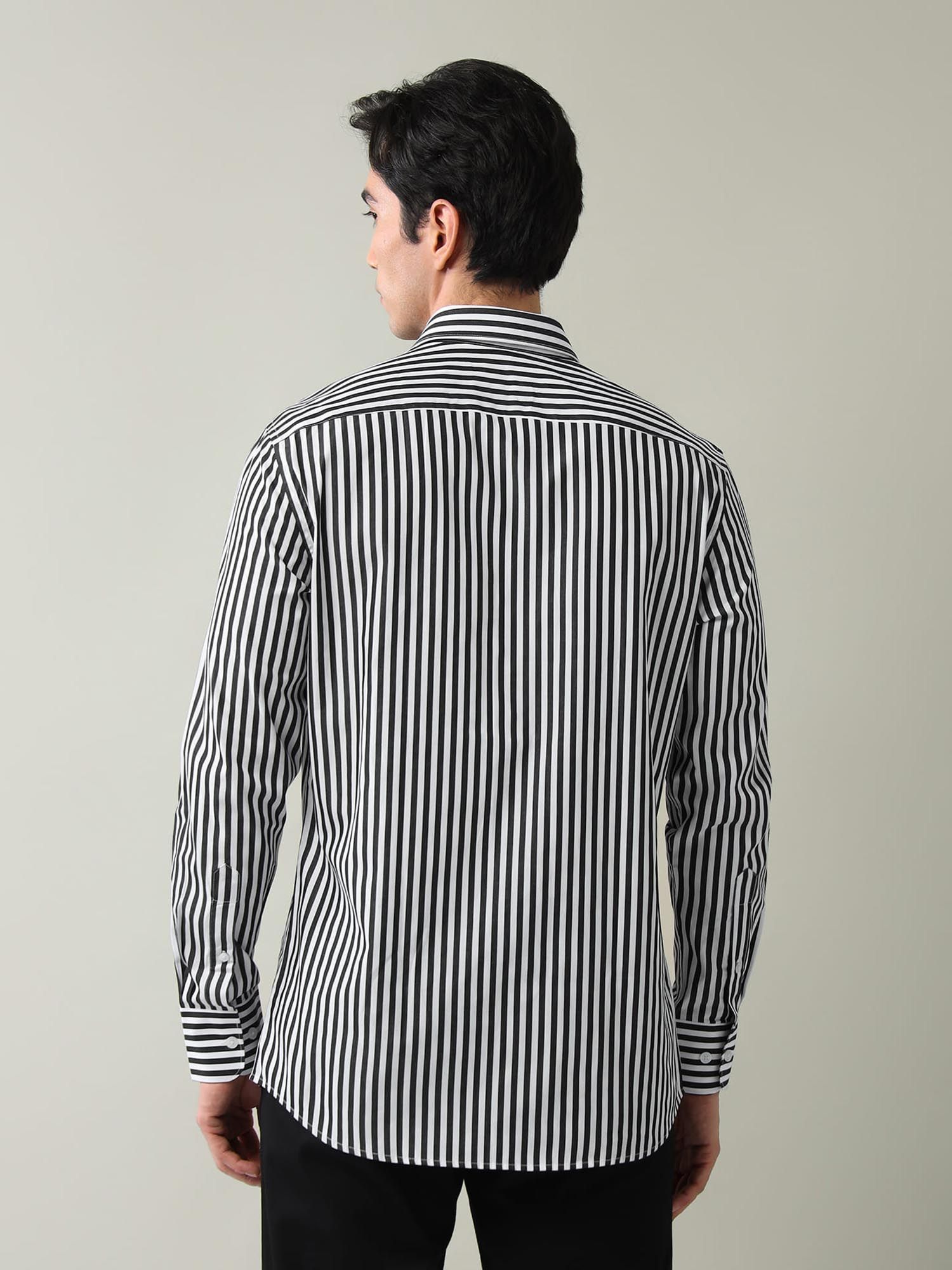 Vertical Striped Regular Fit Shirt Black
