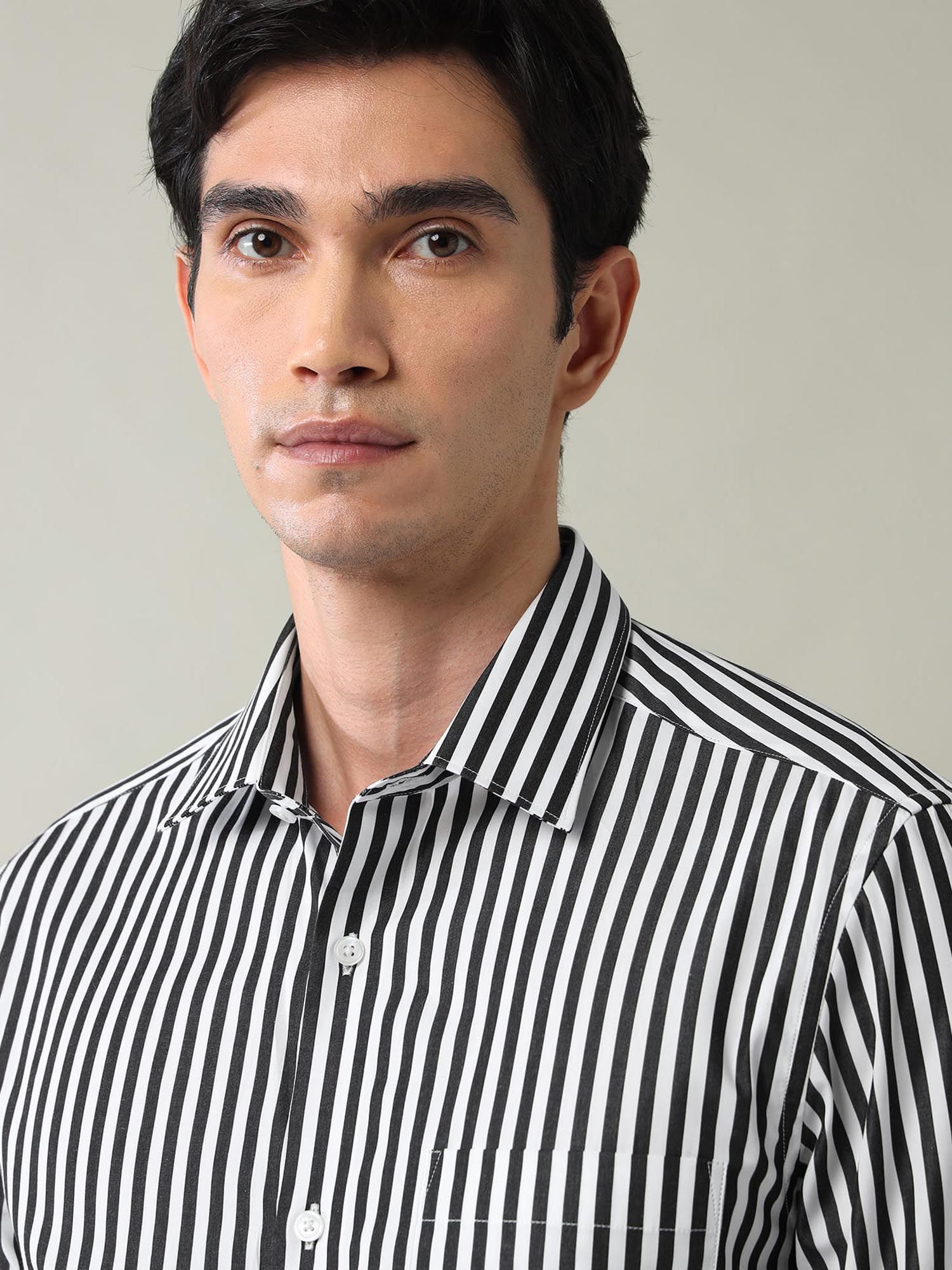Vertical Striped Regular Fit Shirt Black