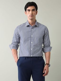AD By Arvind - Vertical Striped Regular Fit Shirt Blue