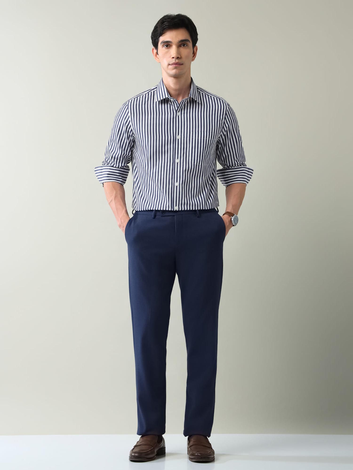 Vertical Striped Regular Fit Shirt Blue