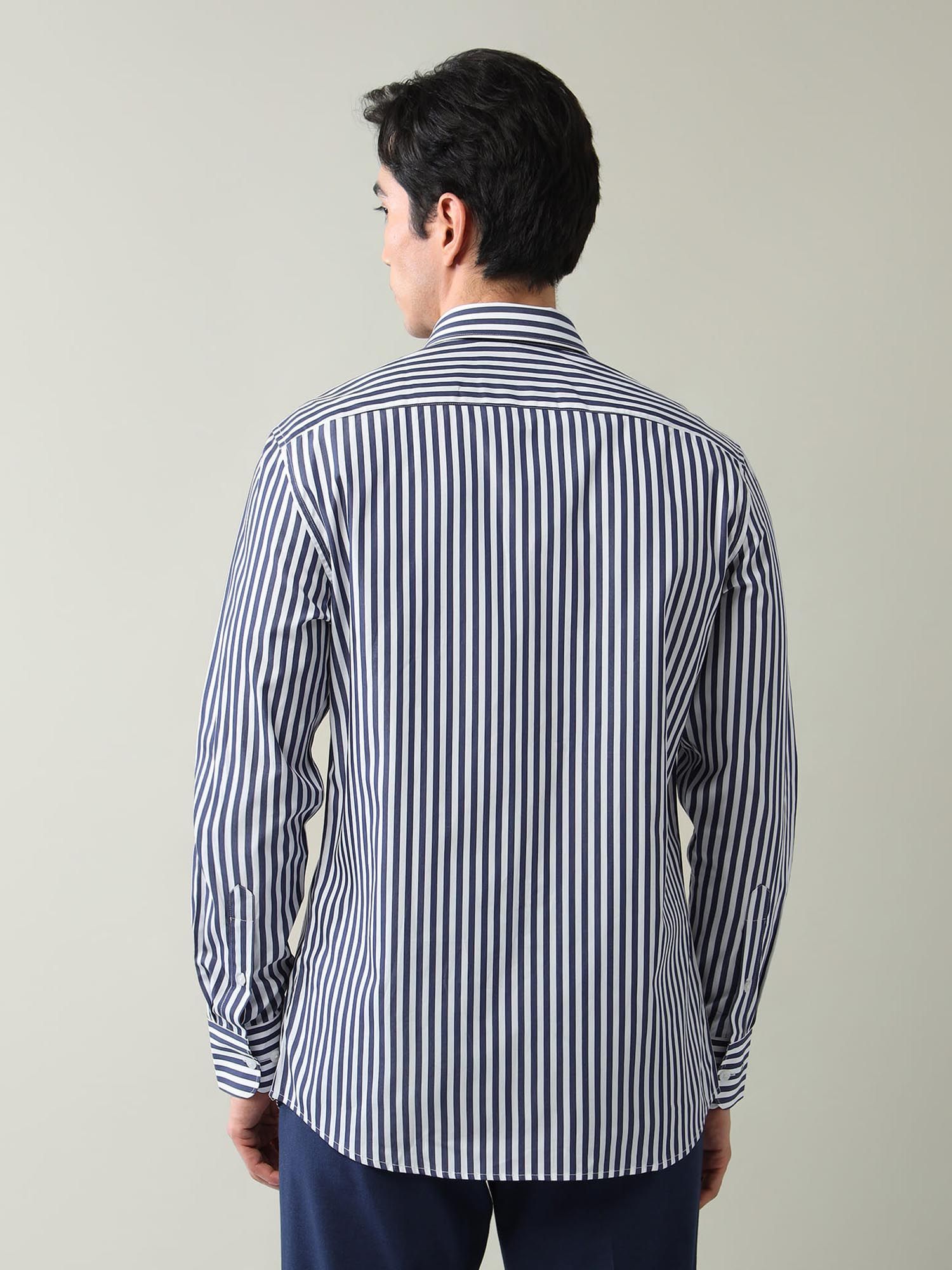 Vertical Striped Regular Fit Shirt Blue