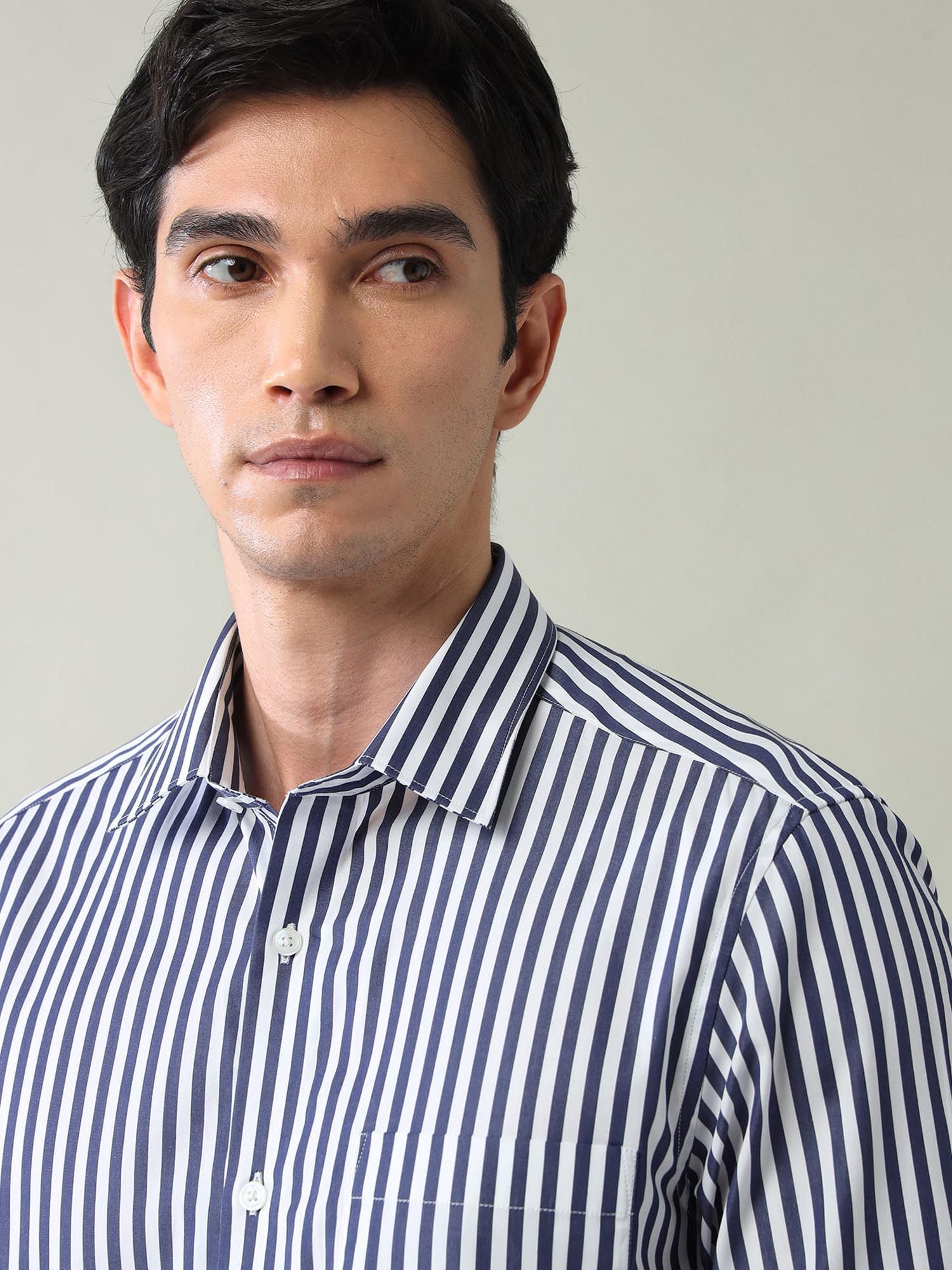 Vertical Striped Regular Fit Shirt Blue