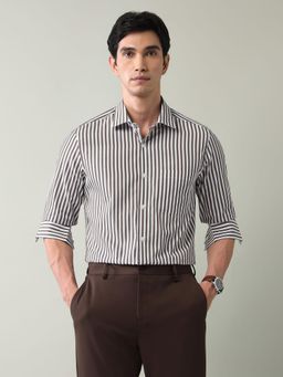 AD By Arvind - Vertical Striped Regular Fit Shirt Brown