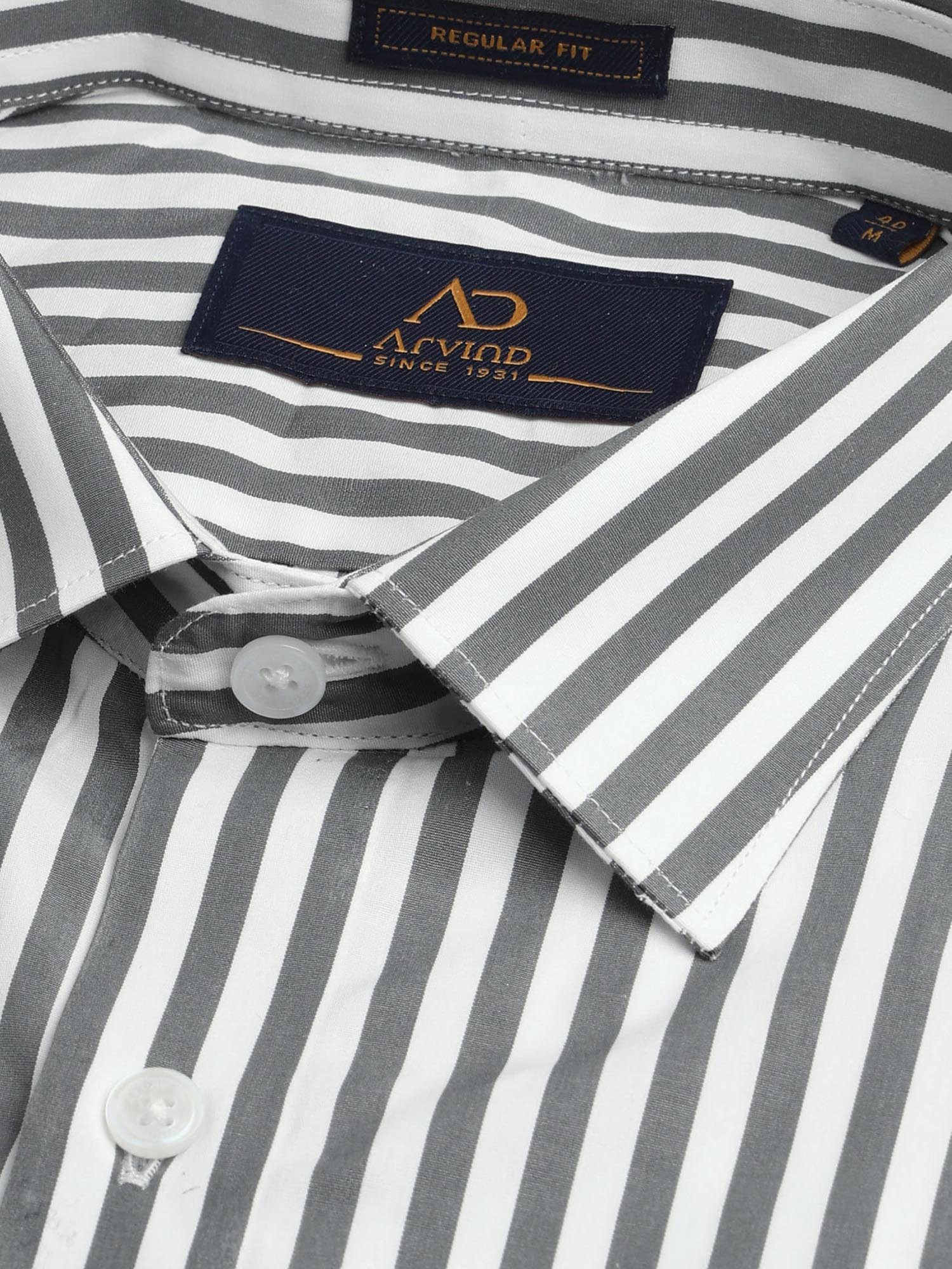Vertical Striped Regular Fit Shirt Grey