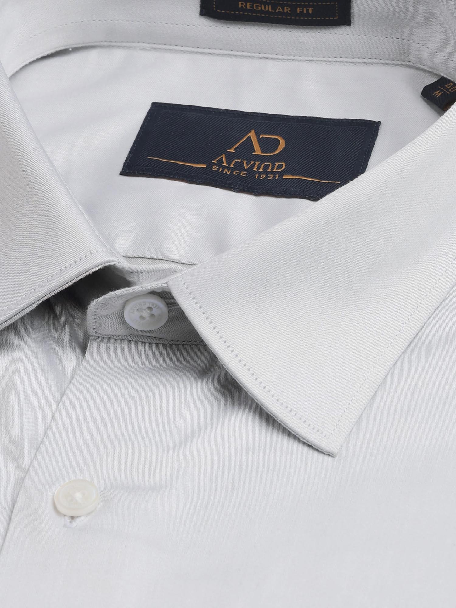 Solid Regular Fit Satin Shirt Grey
