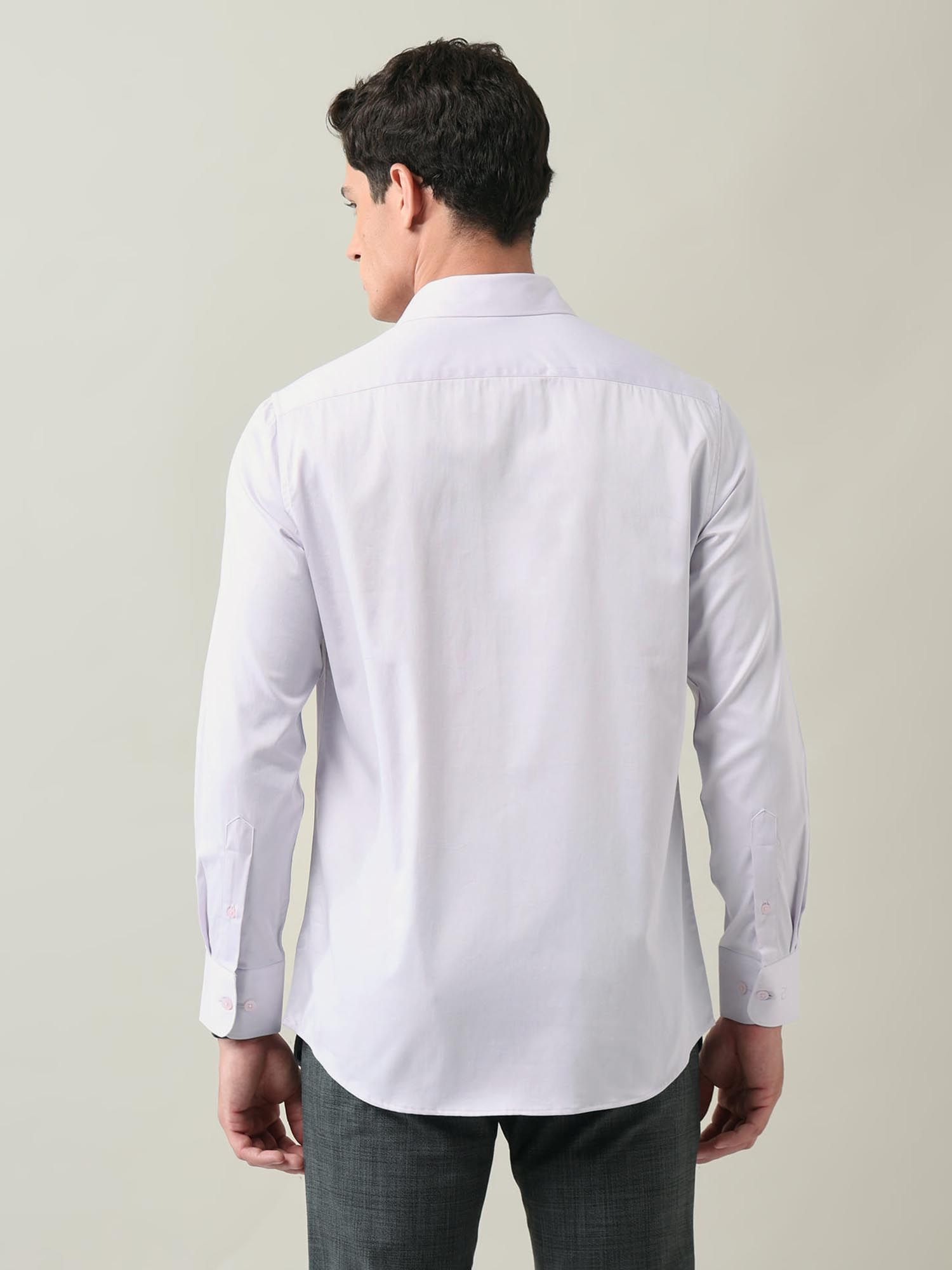 Solid Regular Fit Satin Shirt Lavender