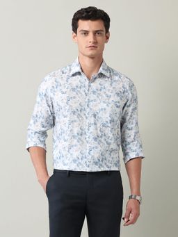 AD By Arvind - Floral Regular Fit Dobby Shirt Blue