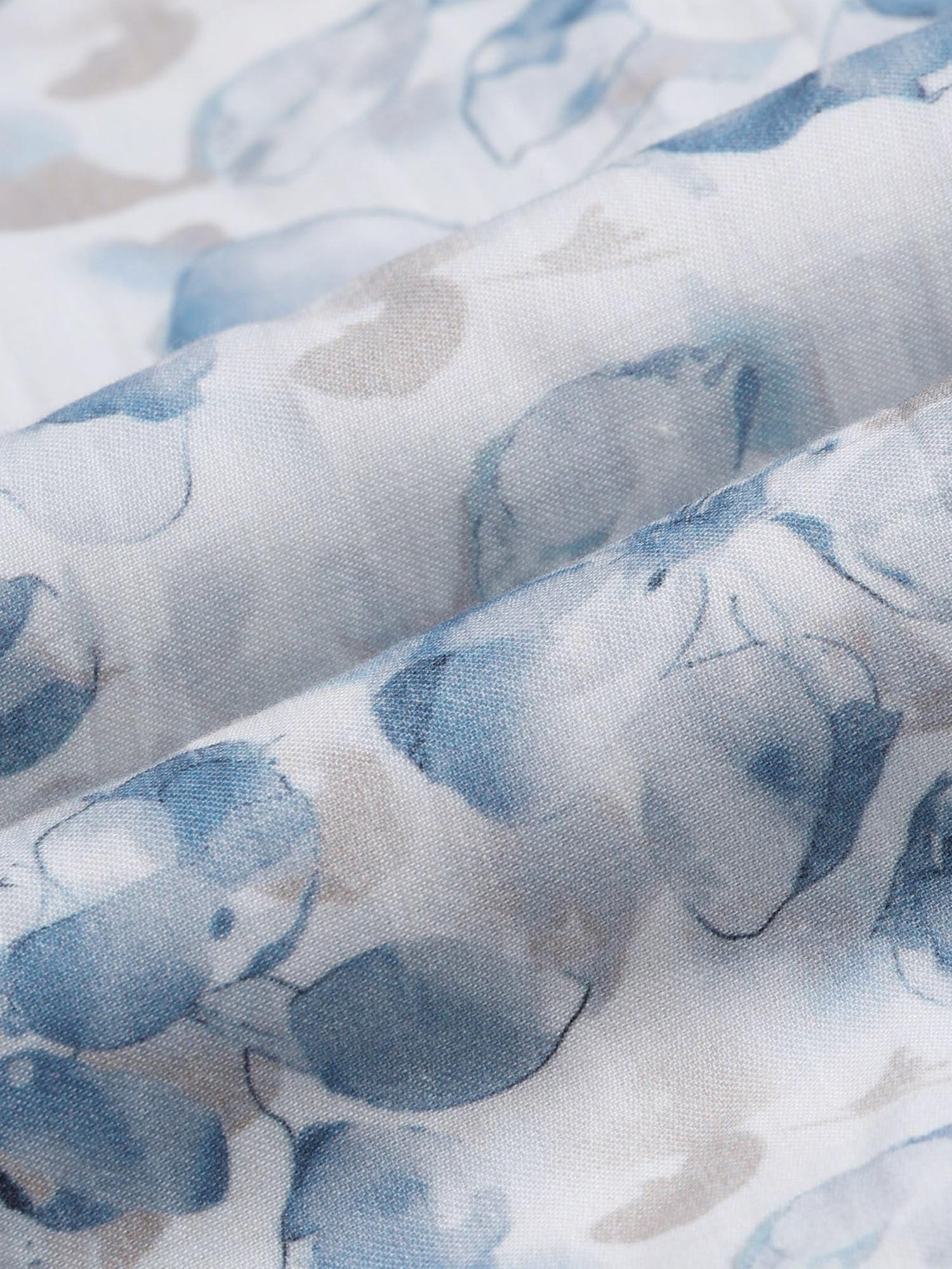 Floral Regular Fit Dobby Shirt Blue