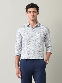 AD By Arvind - Abstract Printed Regular Fit Shirt Blue