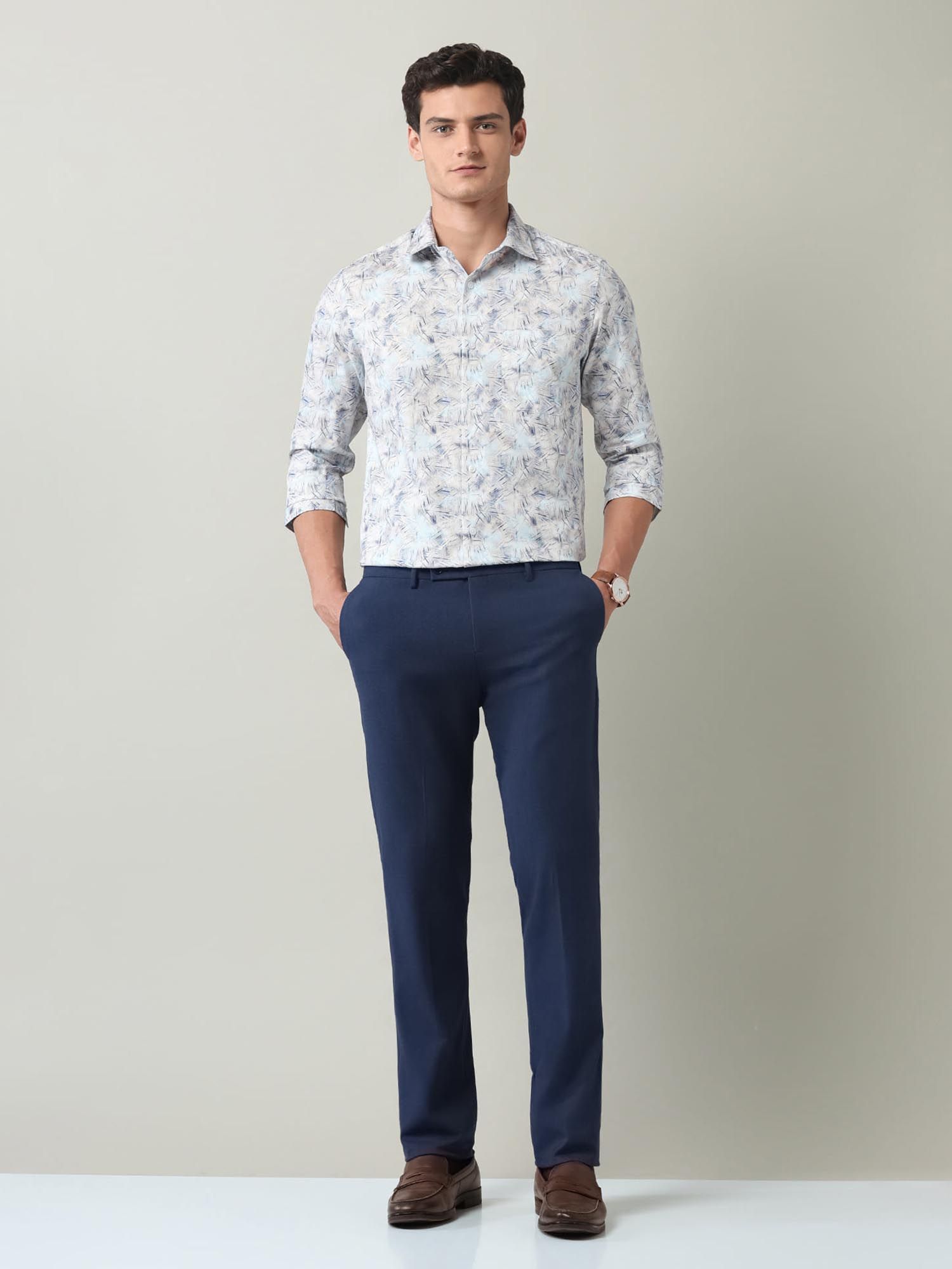Abstract Printed Regular Fit Shirt Blue