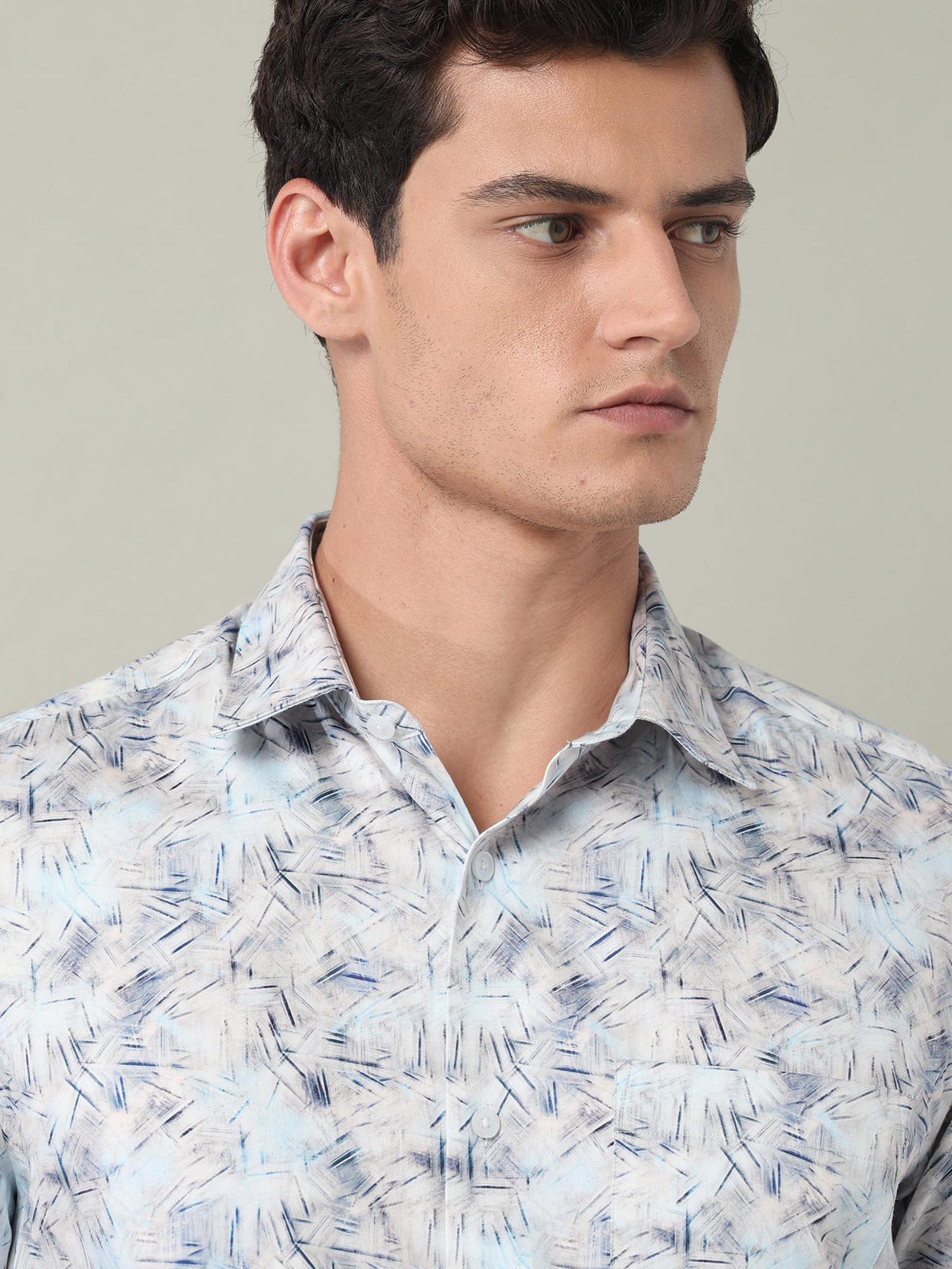 Abstract Printed Regular Fit Shirt Blue