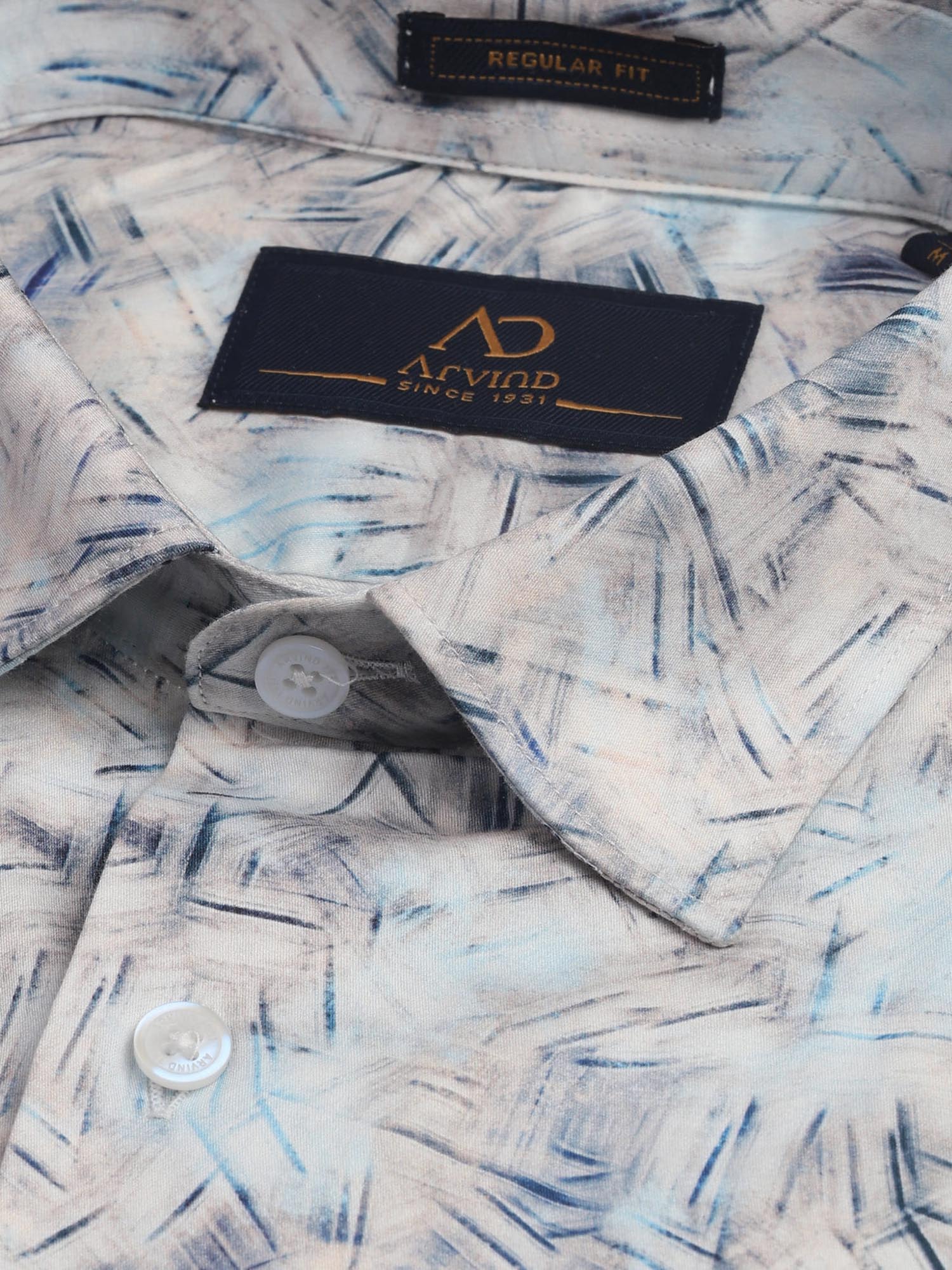 Abstract Printed Regular Fit Shirt Blue