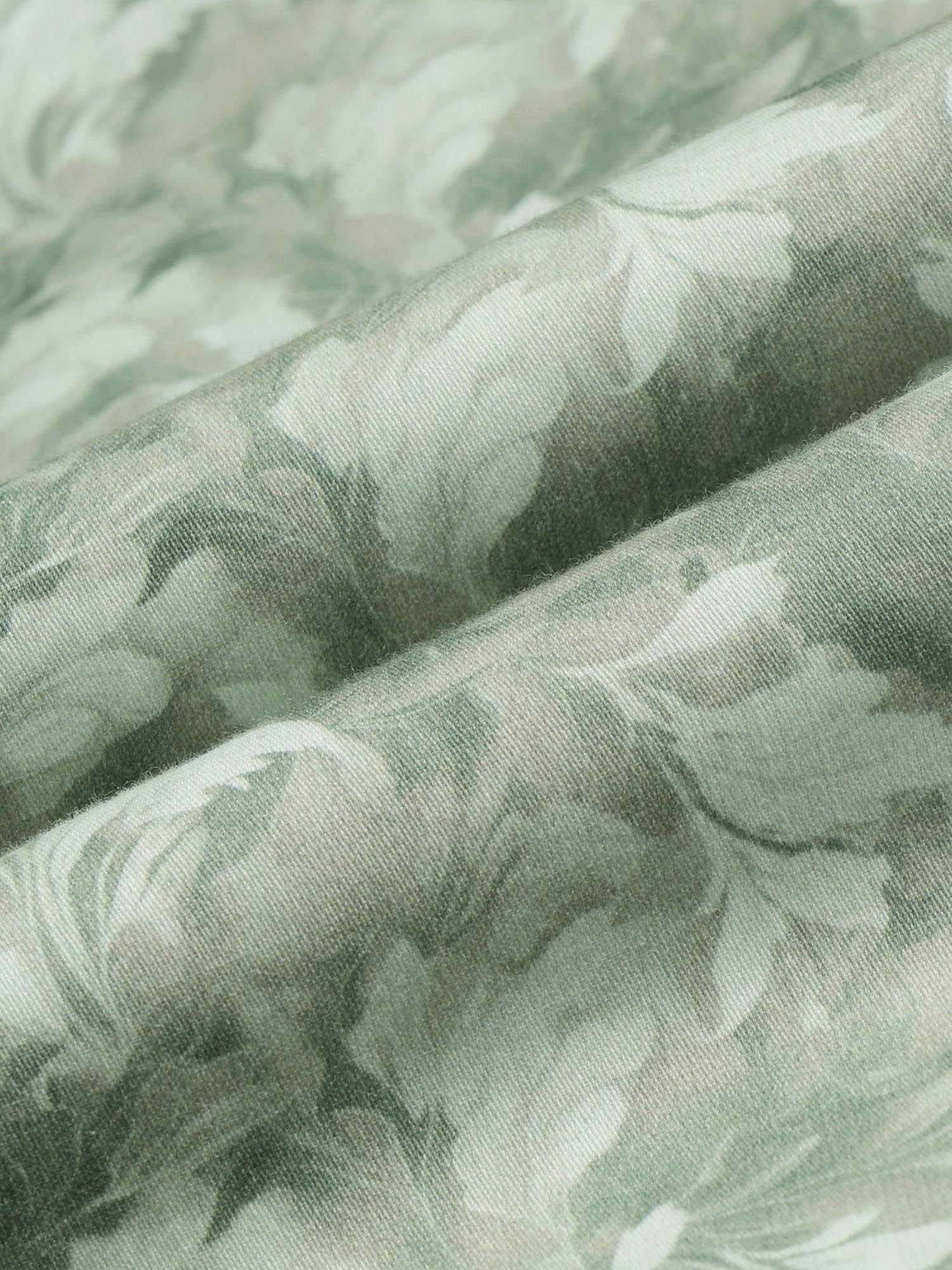 Floral Printed Regular Fit Shirt Green