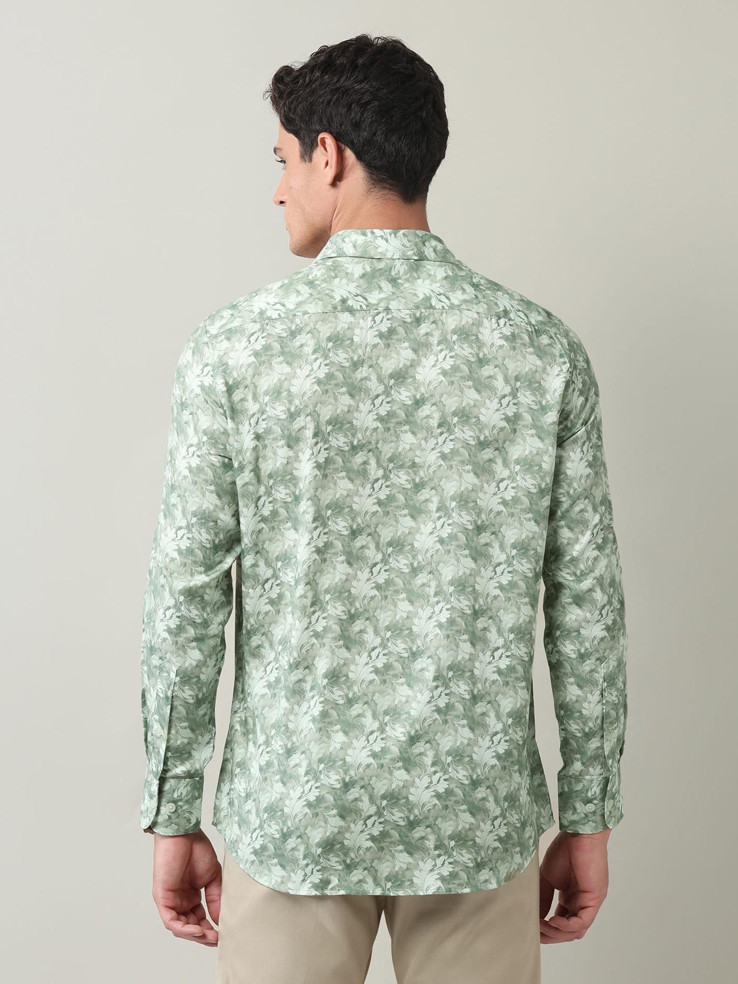 Floral Printed Regular Fit Shirt Green