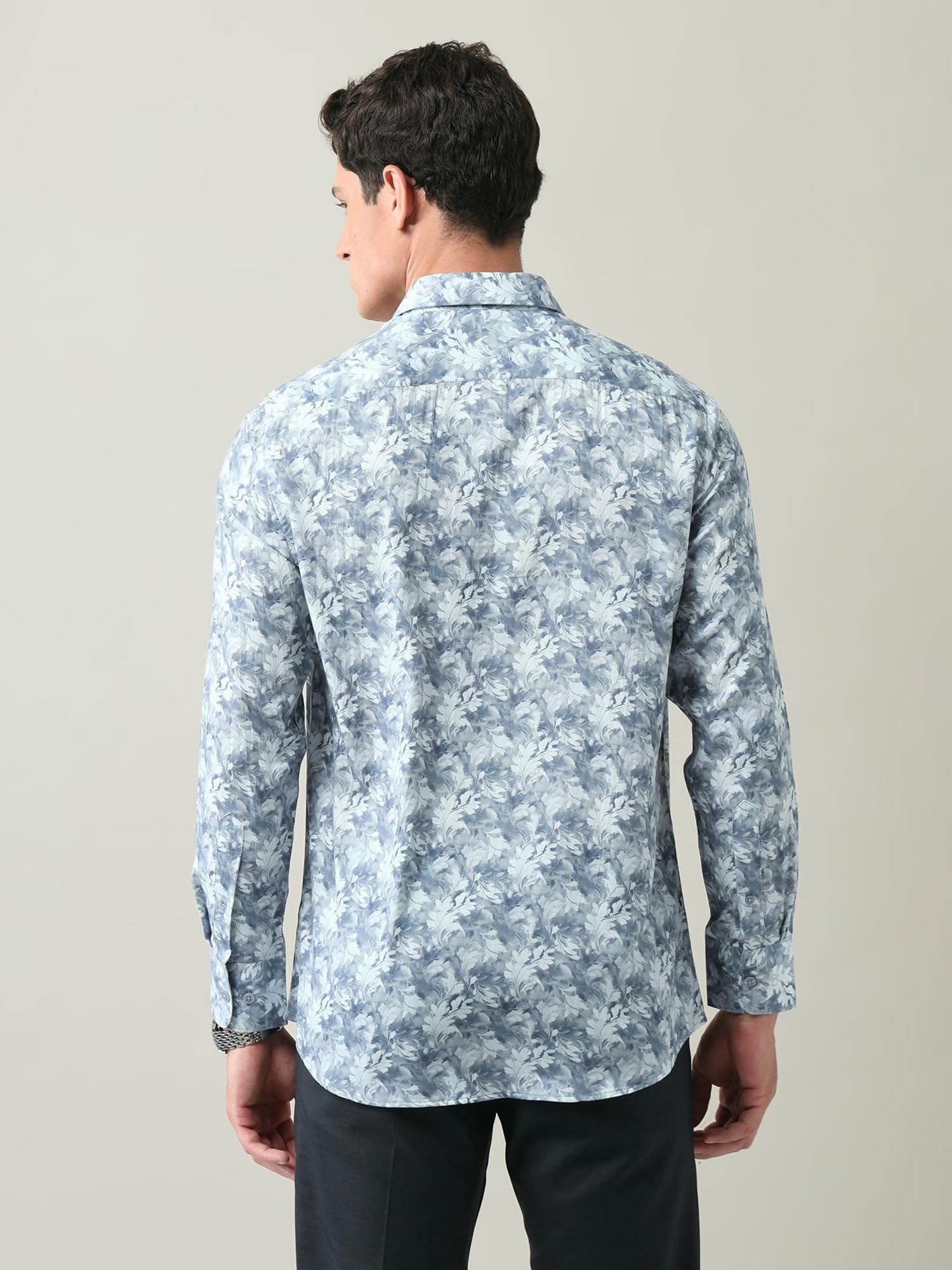 Floral Printed Regular Fit Shirt Grey