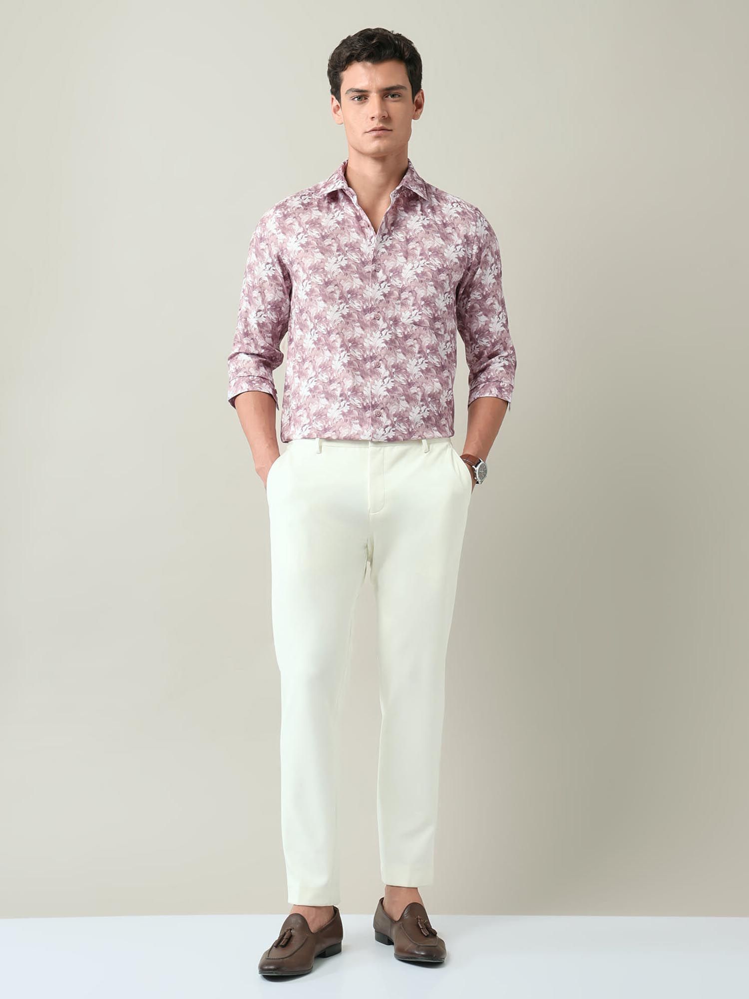 Floral Printed Regular Fit Shirt Purple