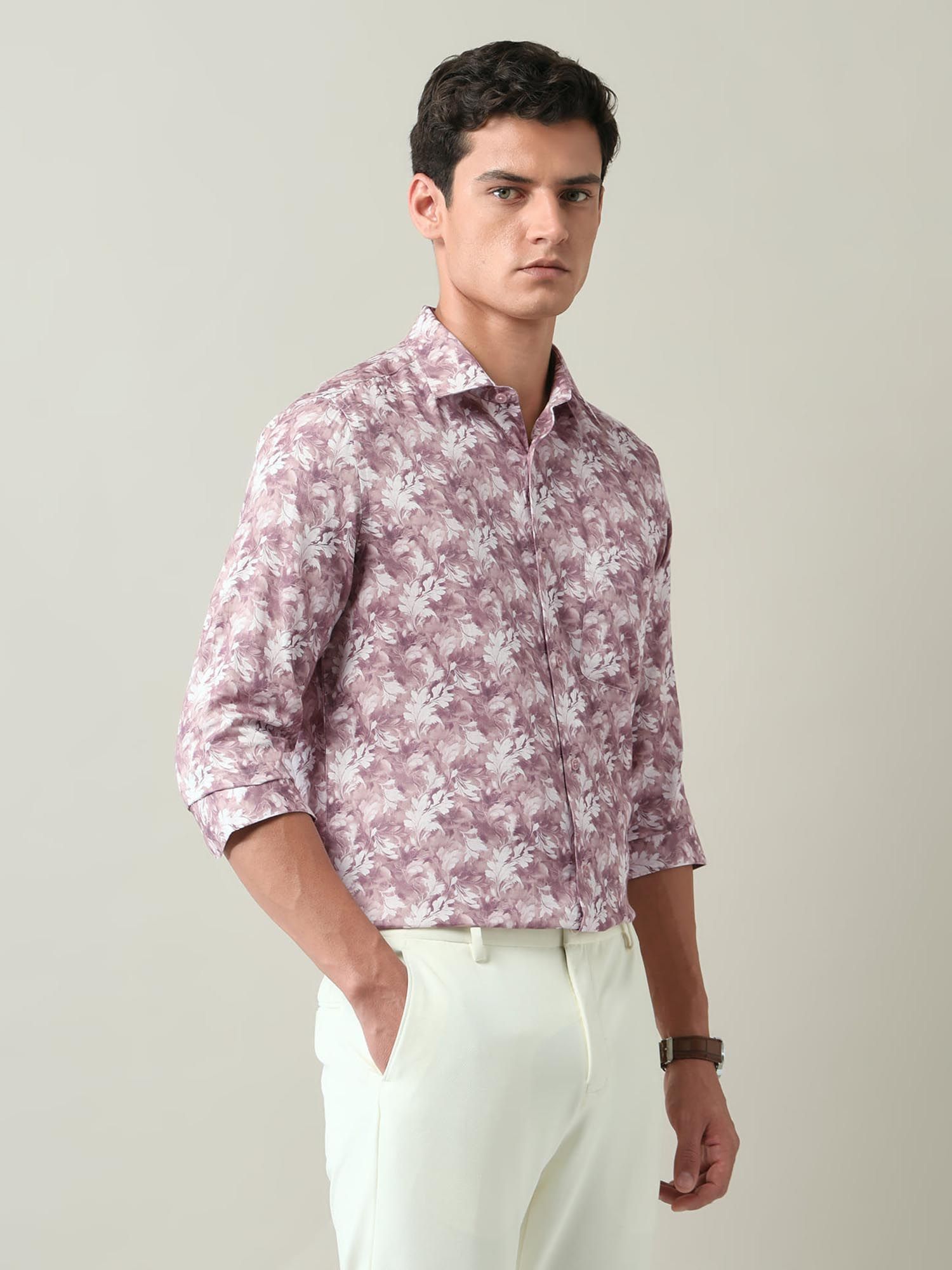 Floral Printed Regular Fit Shirt Purple
