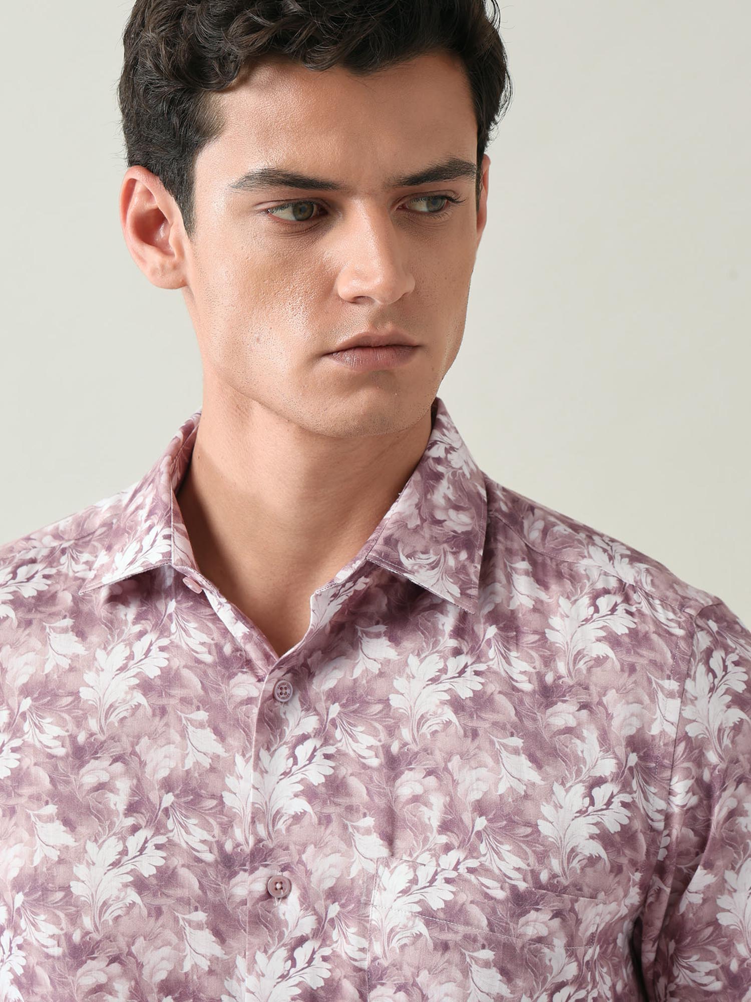 Floral Printed Regular Fit Shirt Purple