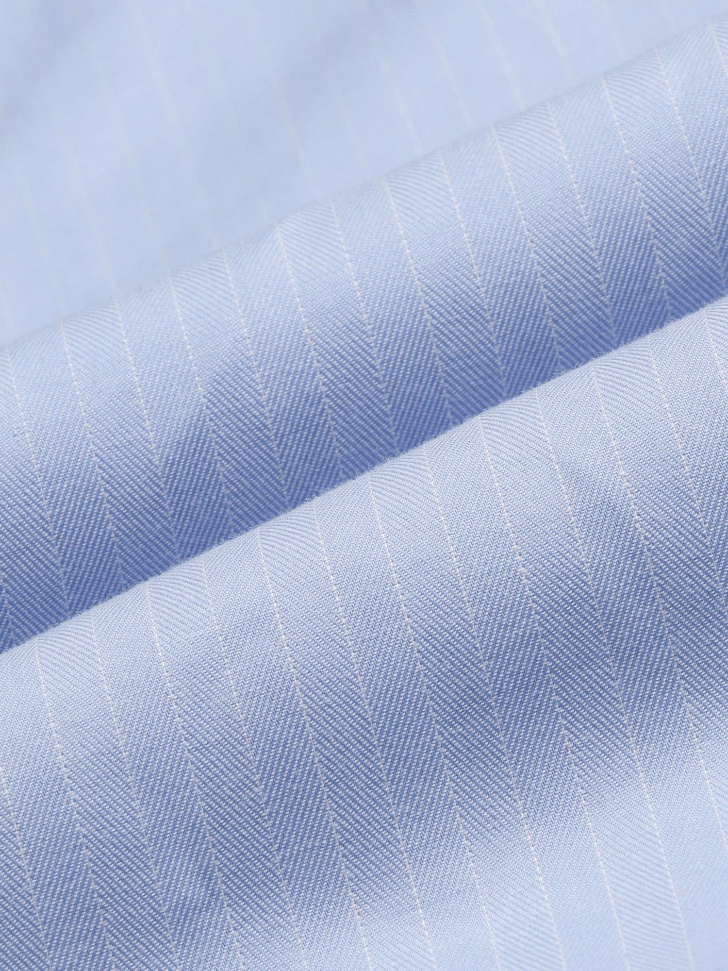 Vertical Striped Herringbone Shirt Blue