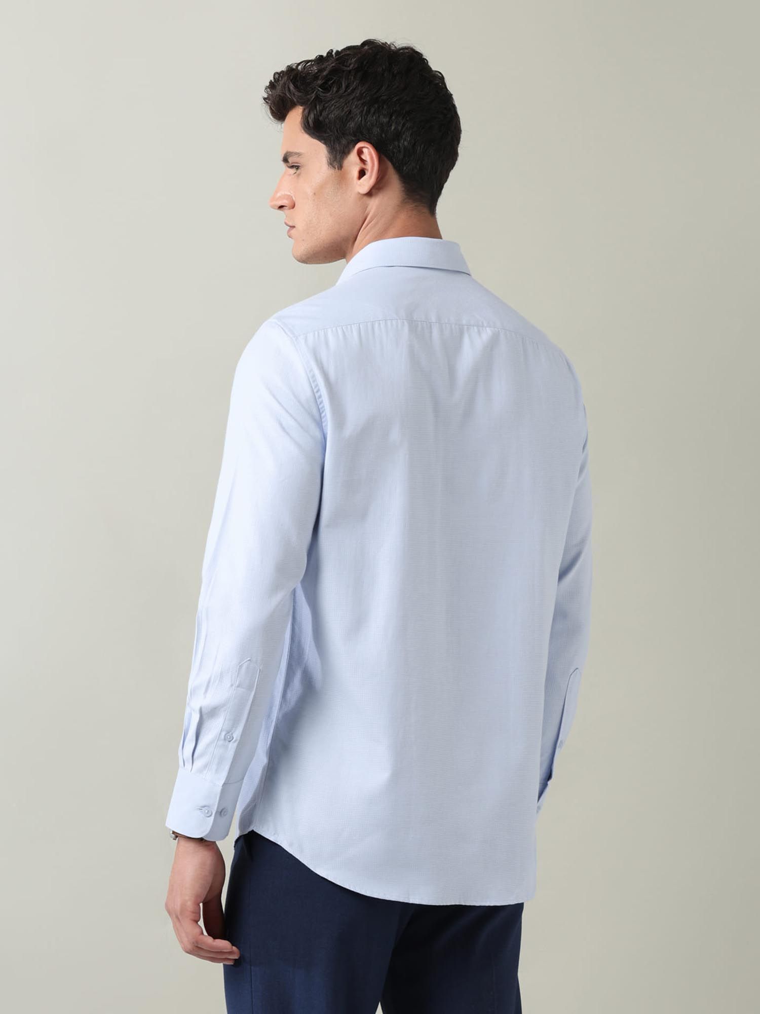 Textured Regular Fit Dobby Shirt Blue