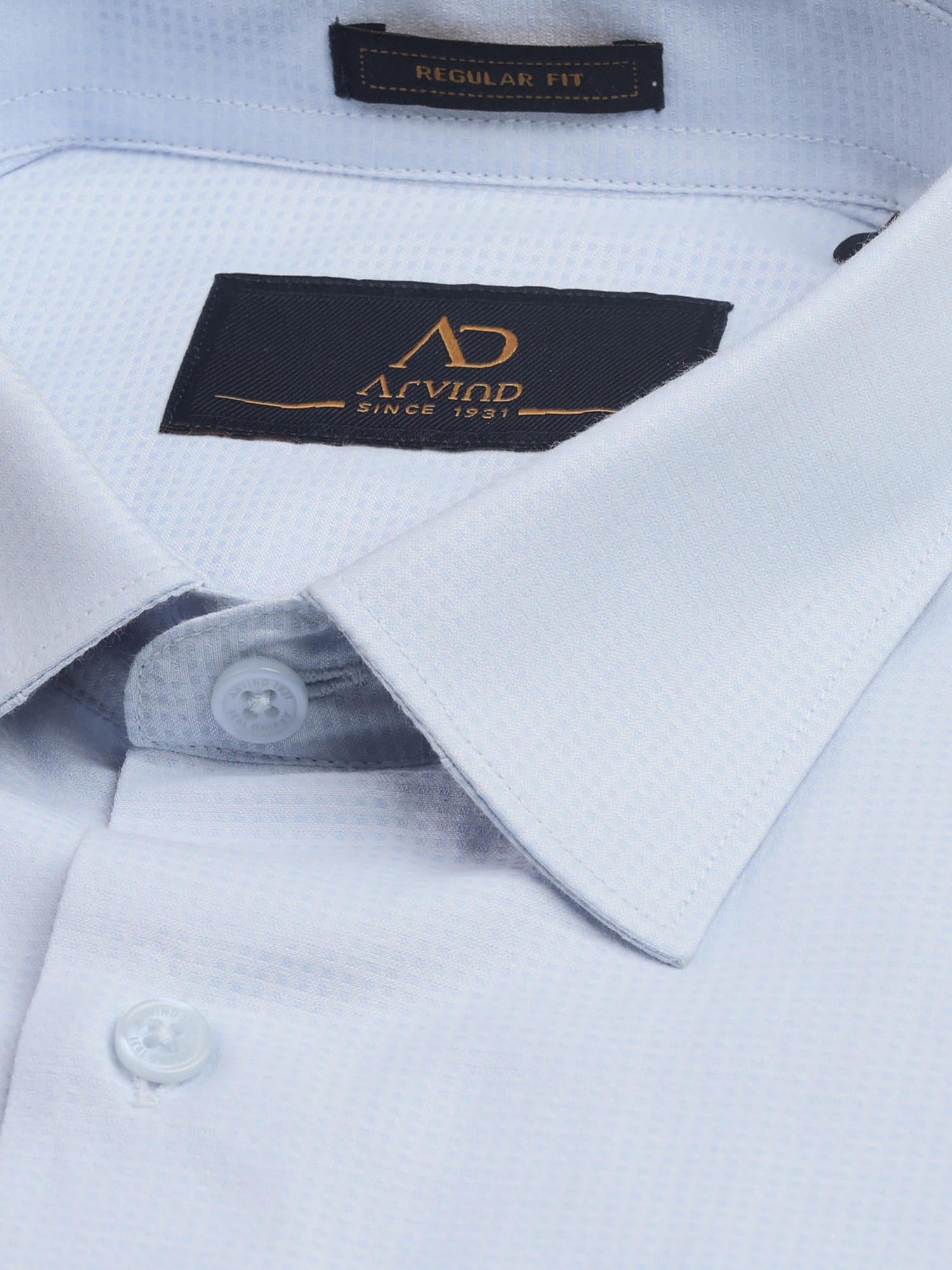 Textured Regular Fit Dobby Shirt Blue