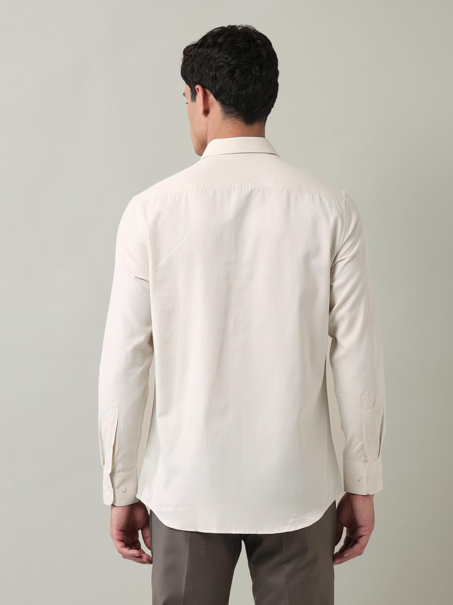 Self Design Slim Fit Twill Shirt Yellow