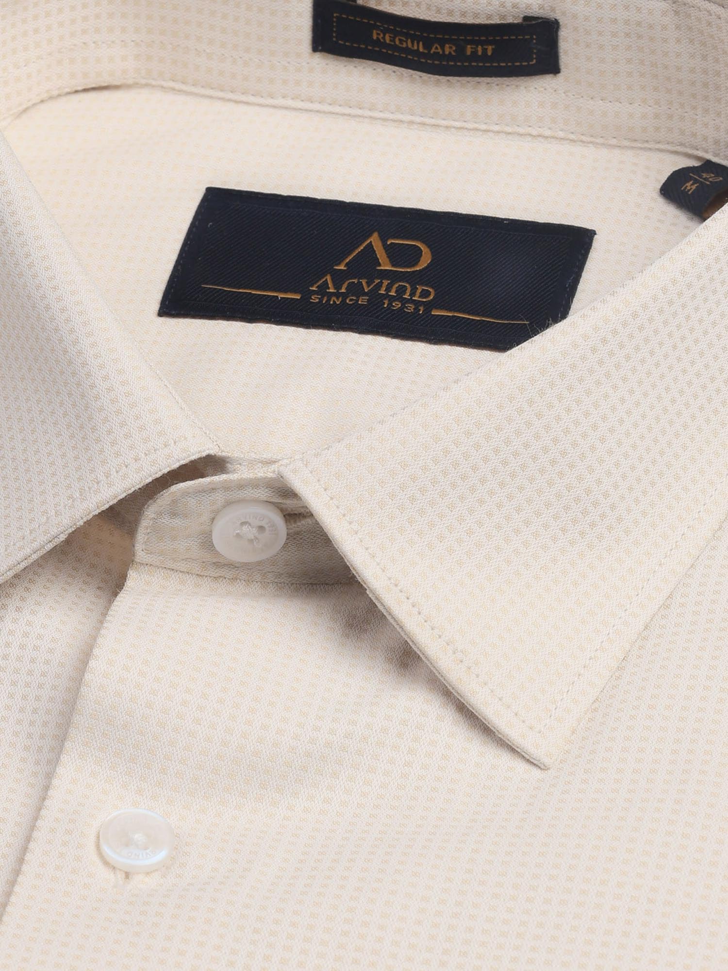 Self Design Slim Fit Twill Shirt Yellow