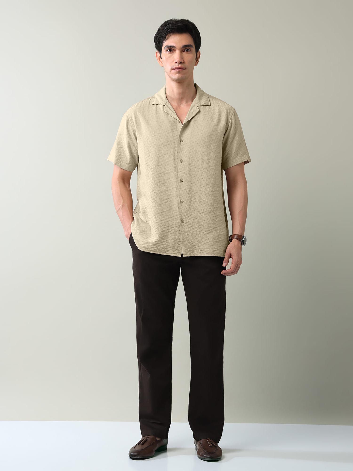 Air Soft Slim Fit Shirt Brown