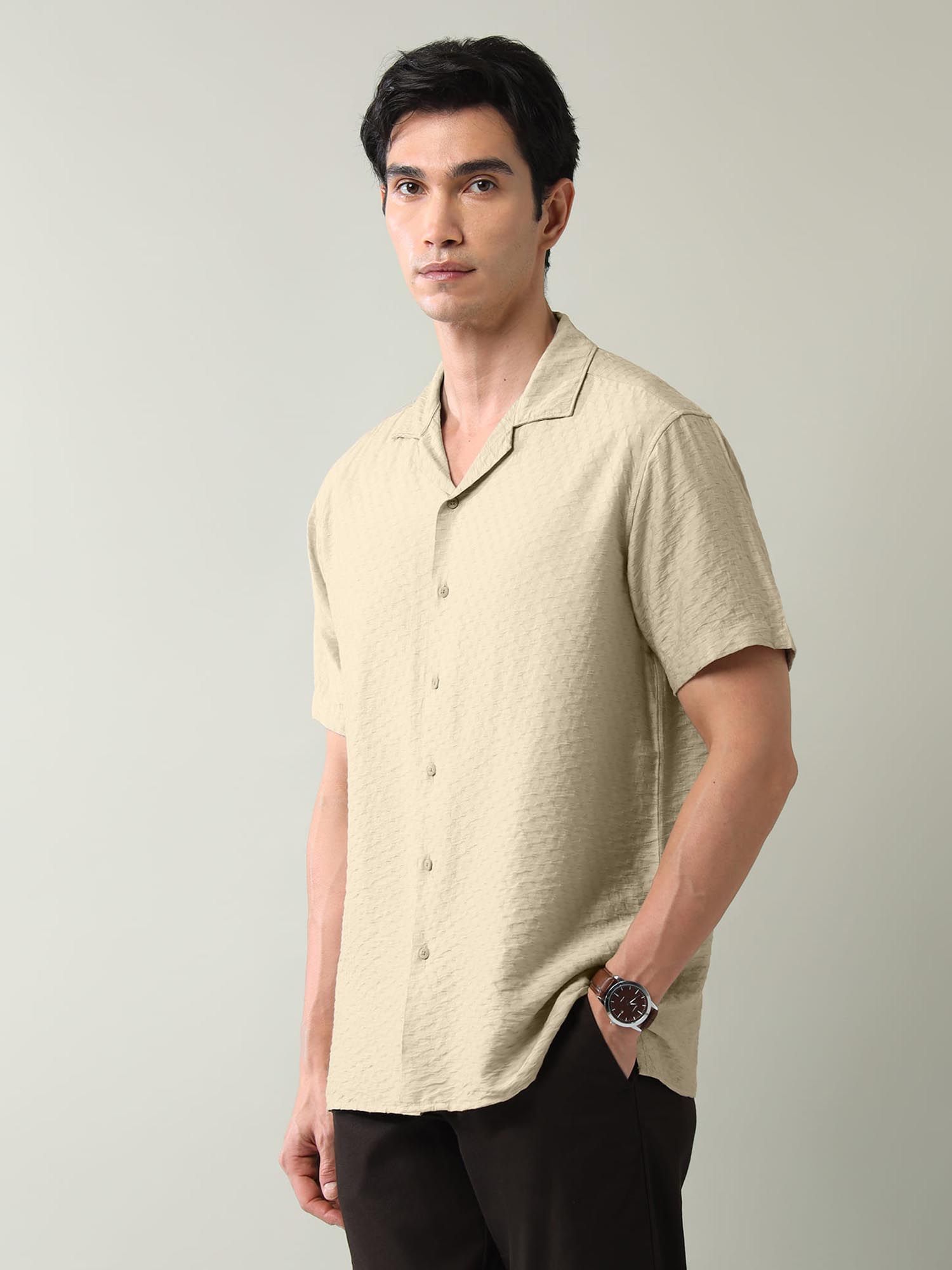Air Soft Slim Fit Shirt Brown