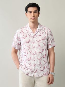 AD By Arvind - Modern Slim Fit Floral Printed Shirt Purple