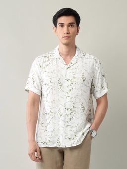 AD By Arvind - Modern Slim Fit Floral Printed Shirt Green