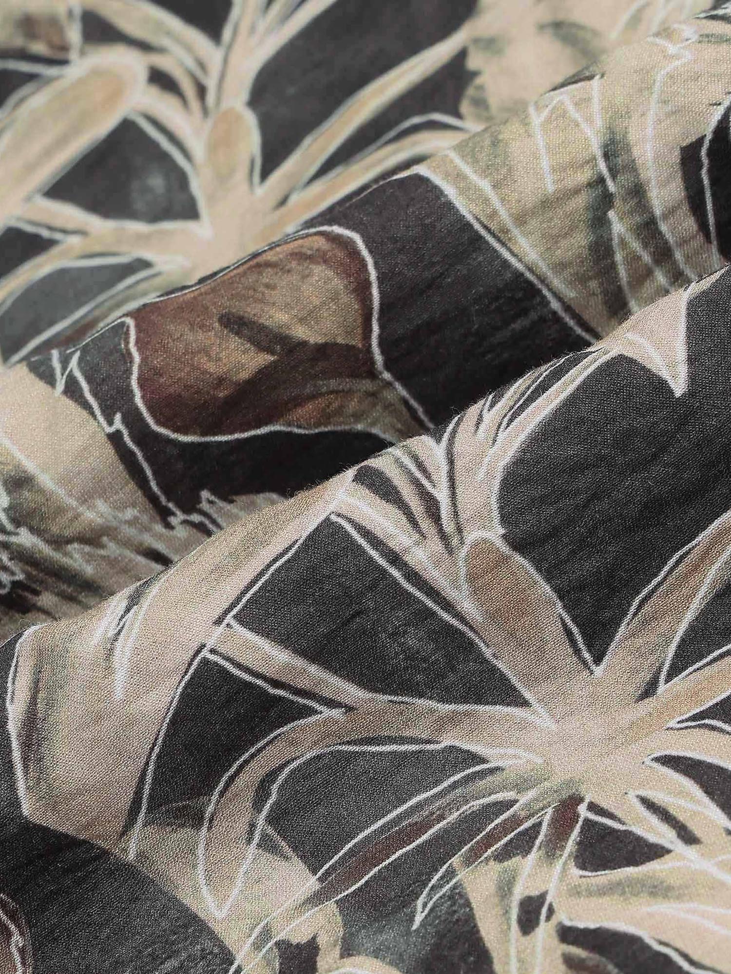 Modern Slim Fit Floral Printed Shirt Olive