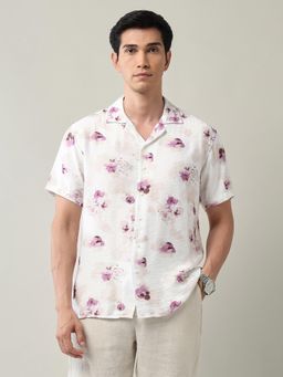 AD By Arvind - Modern Slim Fit Floral Printed Shirt Purple