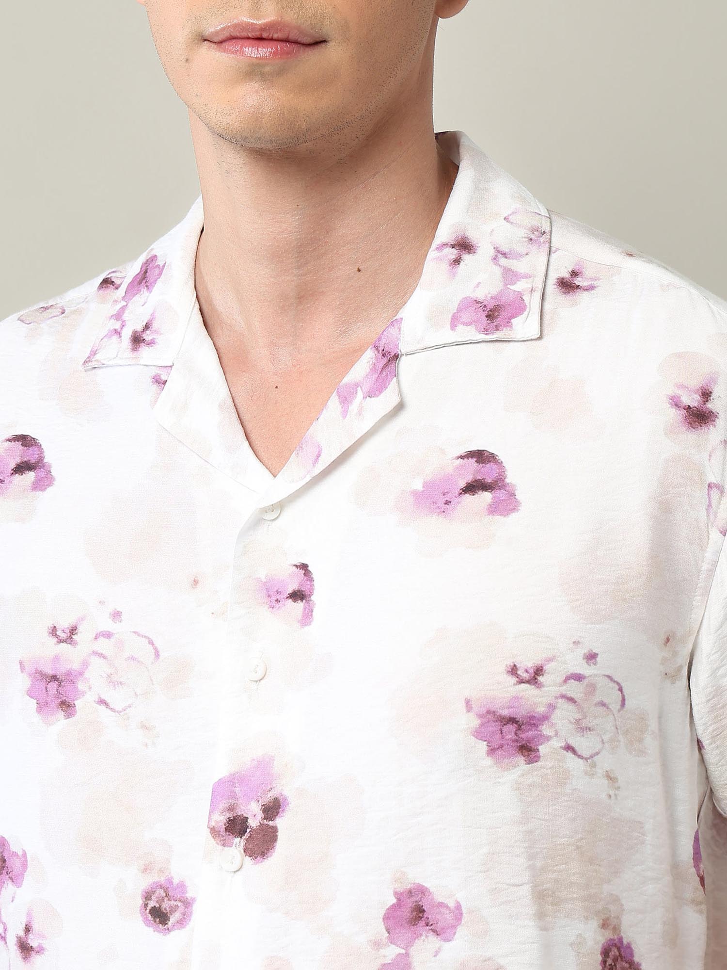 Modern Slim Fit Floral Printed Shirt Purple