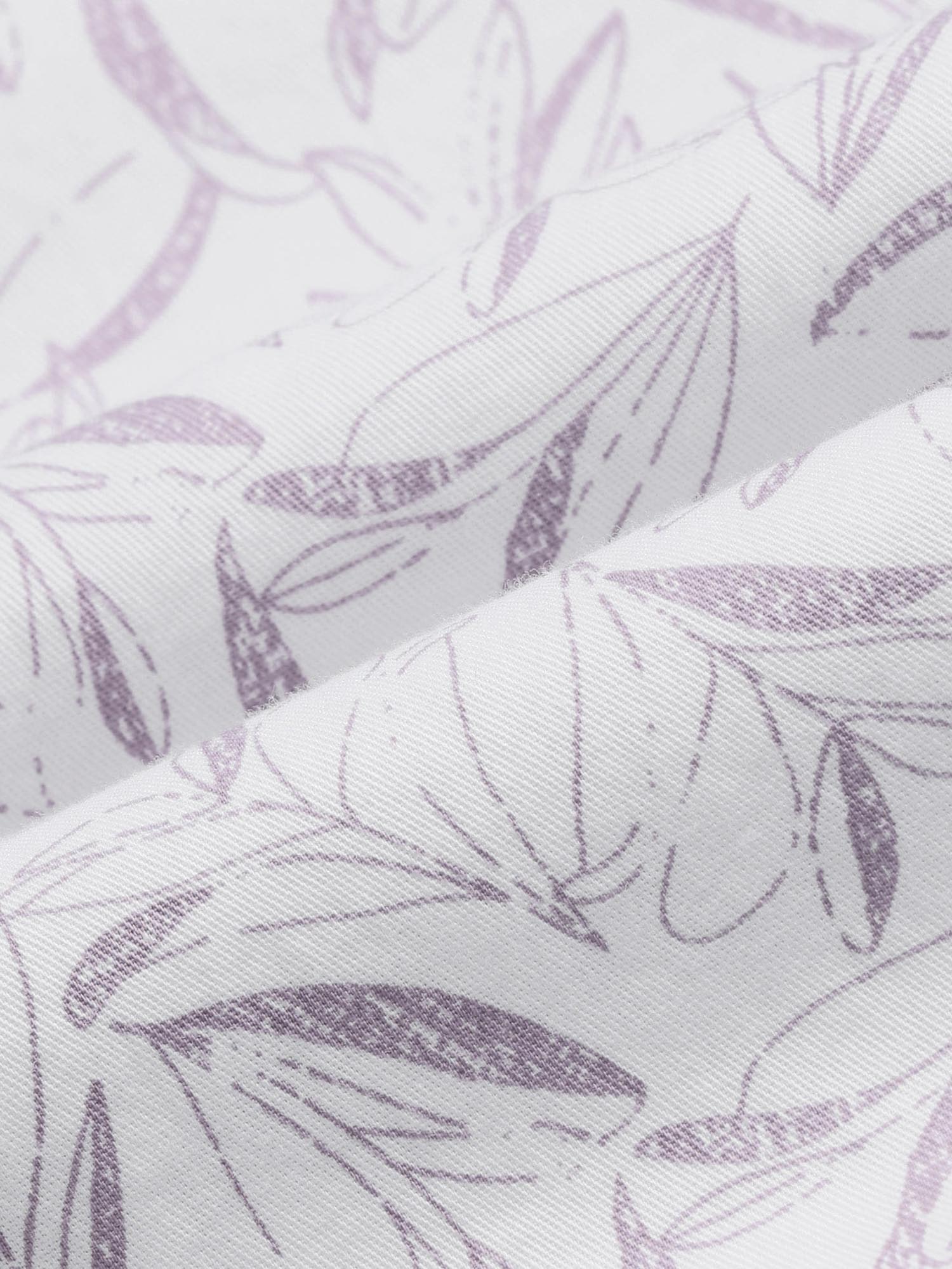 Floral Printed Slim Fit Twill Shirt Mauve