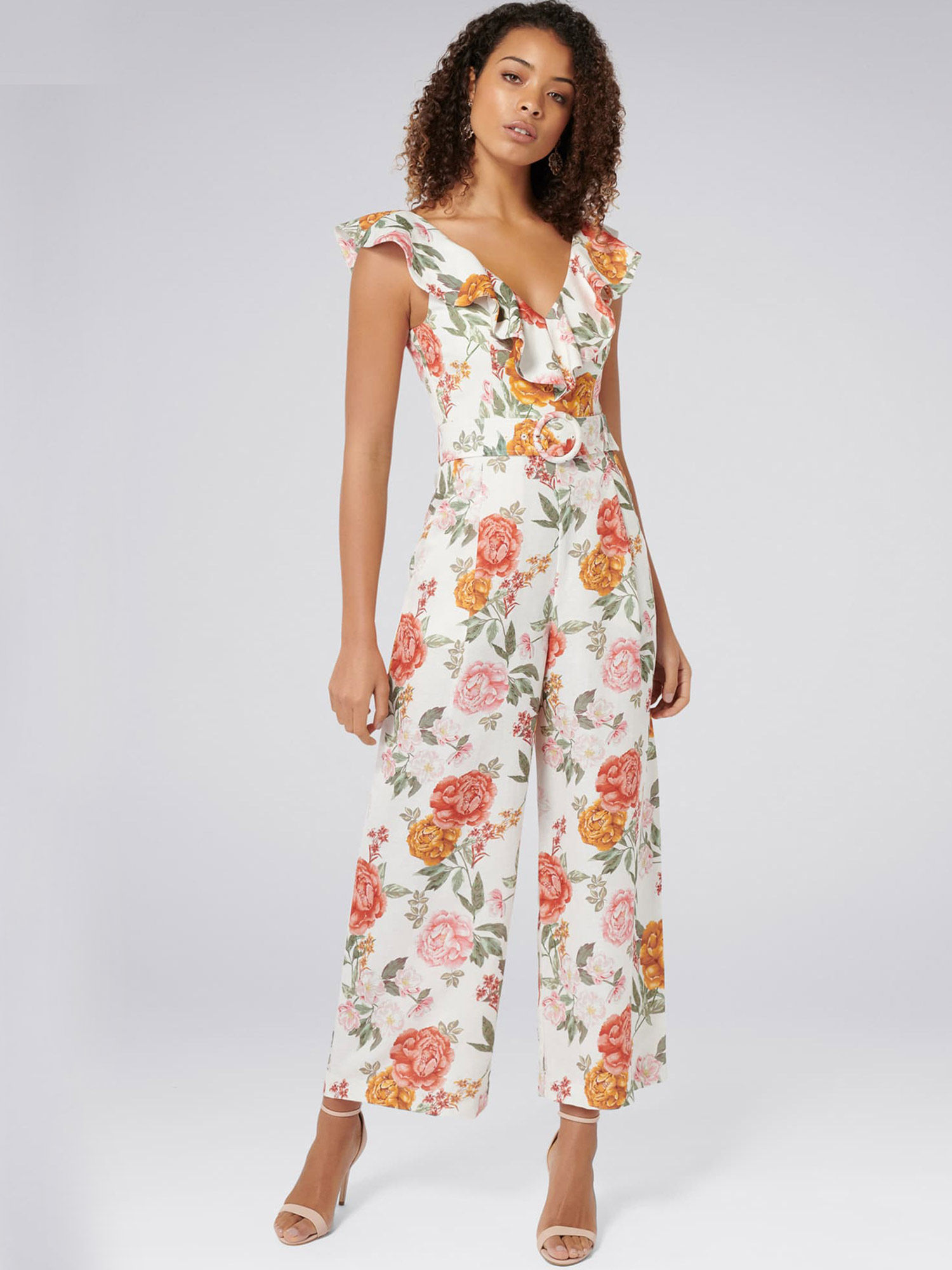 Sage Belted Linen Culotte Jumpsuit 