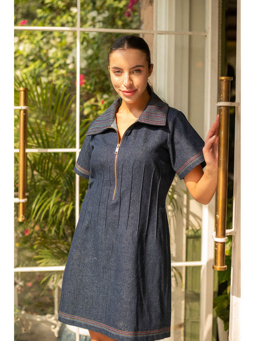 white christmas dresses DenimÂ V Neck Knee Length One Piece Dress