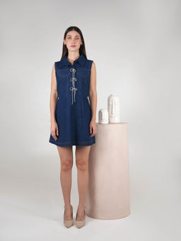 AKSH INDIA - Stella Bow Denim Dress