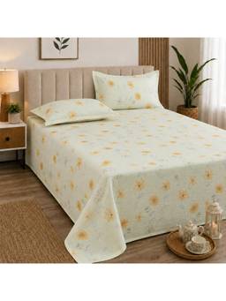 Cortina - Cloud Cotton King Size Bedsheet with 2 Pillow Covers-Green