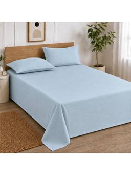 Cortina - Cloud Cotton King Size Bedsheet with 2 Pillow Covers-Blue