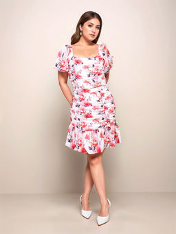 Zink London - Womens Multi-Color Floral Print Dress