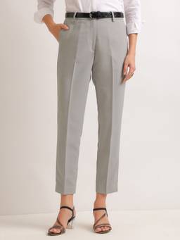 Hancock - Women Slim Fit Grey Solid Trouser
